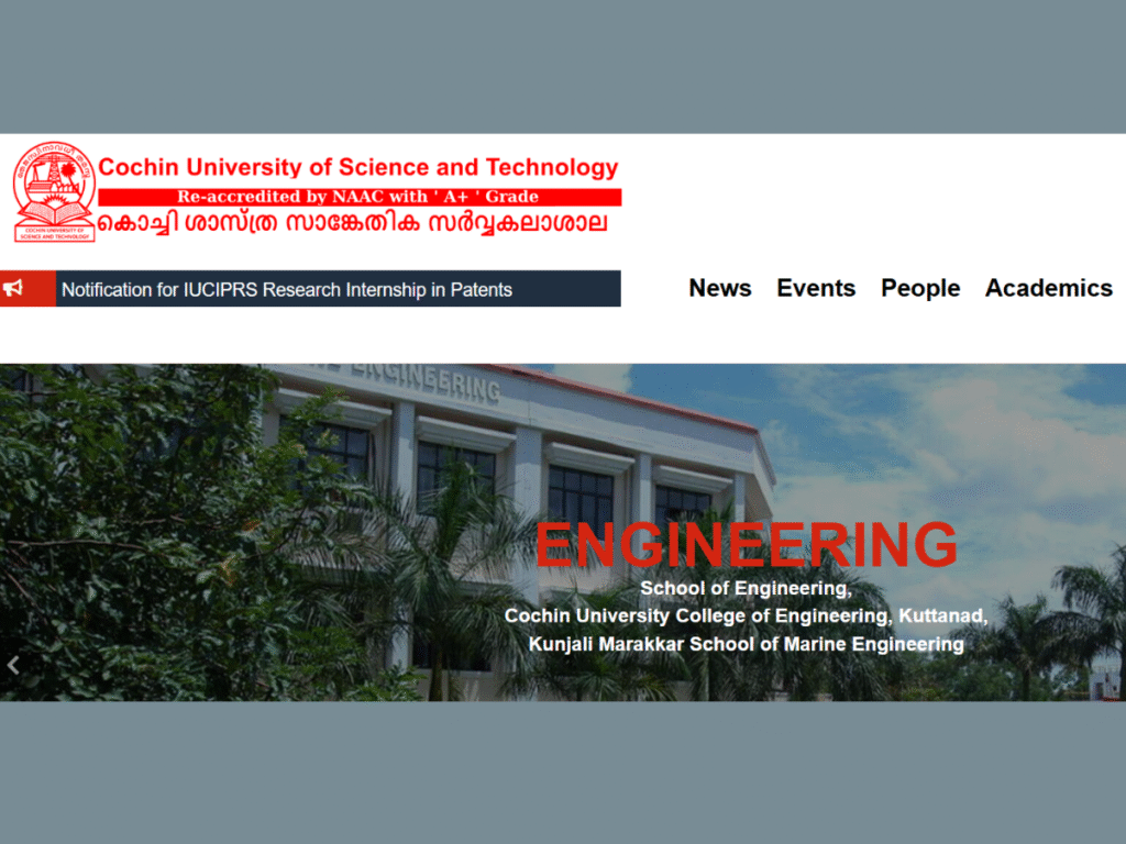 Official website -CUSAT CAT Result 2025